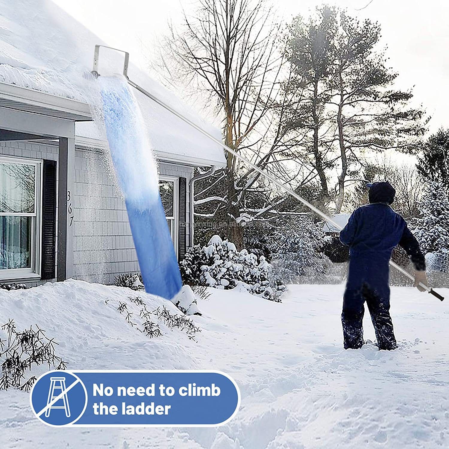 Xinxing Solar Panel Snow Remove Tool with 20 ft Extendable Pole Roof Snow Rake